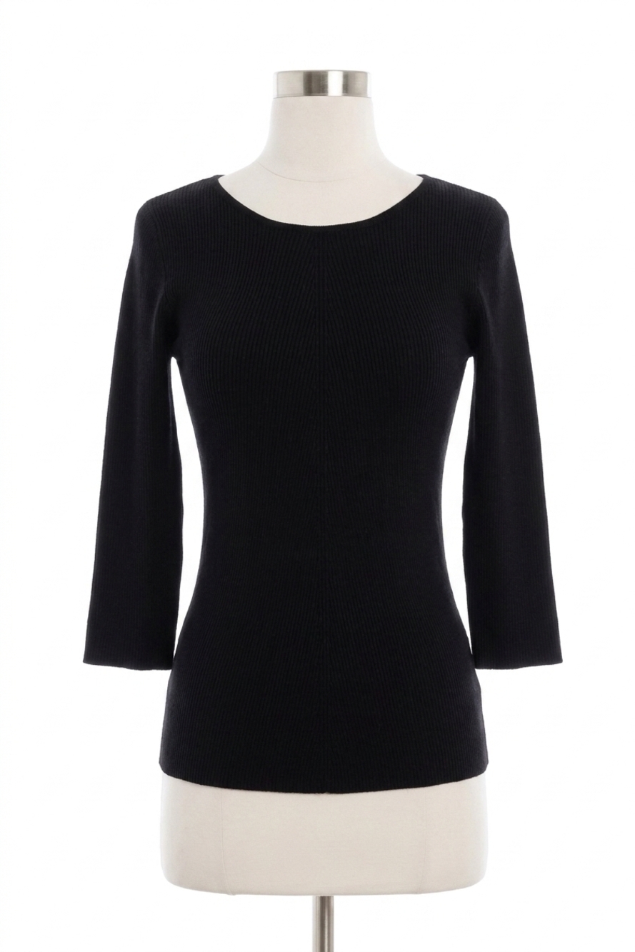 NEW ANGEL ribbed 3/4 sleeve top in black